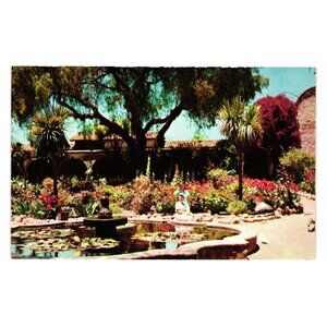 Mission San Juan Capistrano Postcard - California Founded 1776  Vintage Garden